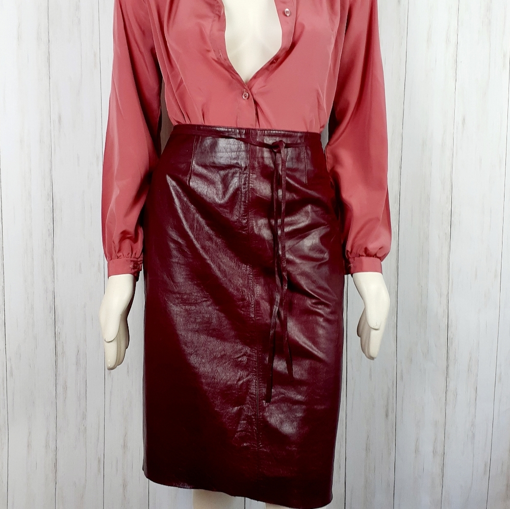 Vintage I.N.C  Burgundy Wine leather skirt